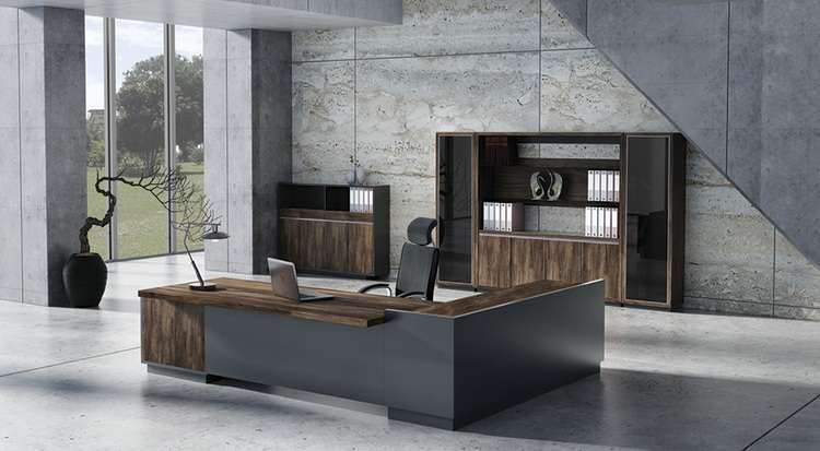Executive Office Desk , 3200*2600*750, L-shaped, Black Walnut