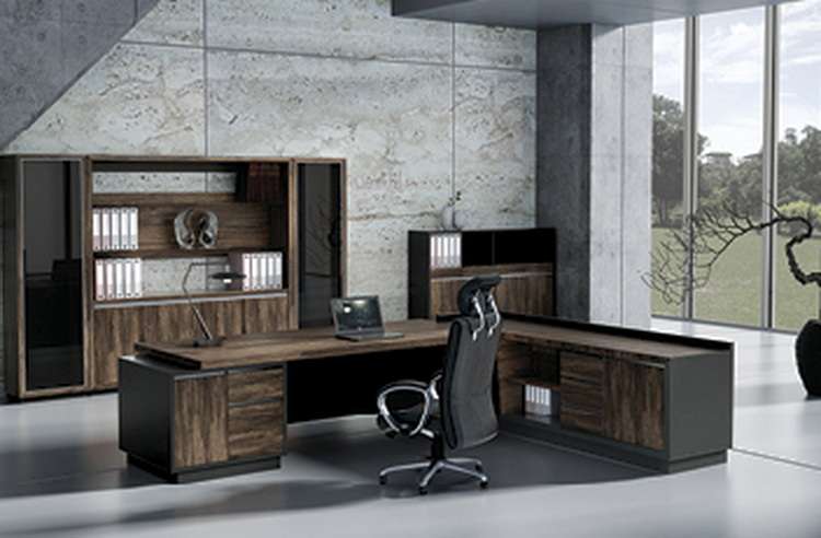 Executive Office Desk , 3200*2600*750, L-shaped, Black Walnut