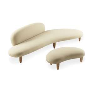 Freeform streamlined curve sofa with ottoman