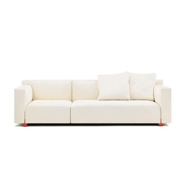 3 seat asymmetric sofa with orange legs