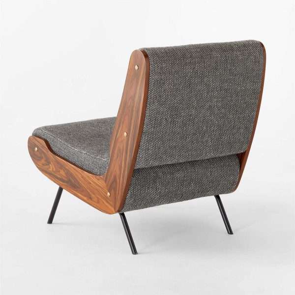 Bifma-Certified Contract-Grade Furniture Walnut Wood Veneer Panels Armless Lounge Chair