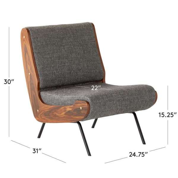 Bifma-Certified Contract-Grade Furniture Walnut Wood Veneer Panels Armless Lounge Chair - Image 3