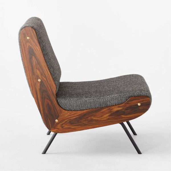 Bifma-Certified Contract-Grade Furniture Walnut Wood Veneer Panels Armless Lounge Chair - Image 5