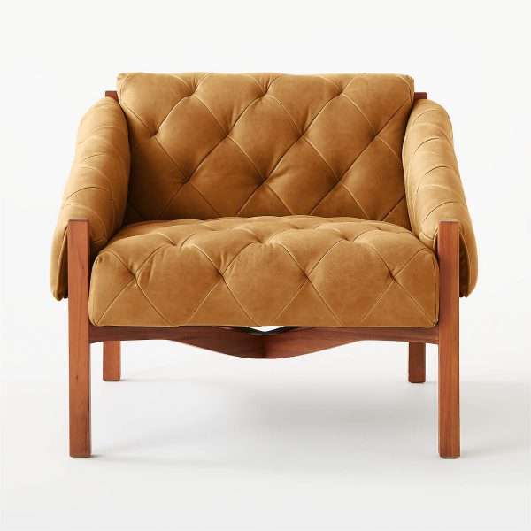 Project Matching Contract Furniture Abruzzo Brown Leather Tufted Chair - Image 4