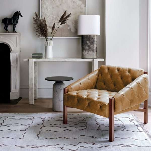Project Matching Contract Furniture Abruzzo Brown Leather Tufted Chair - Image 6