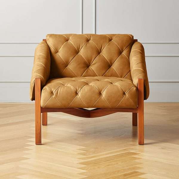 Project Matching Contract Furniture Abruzzo Brown Leather Tufted Chair - Image 5