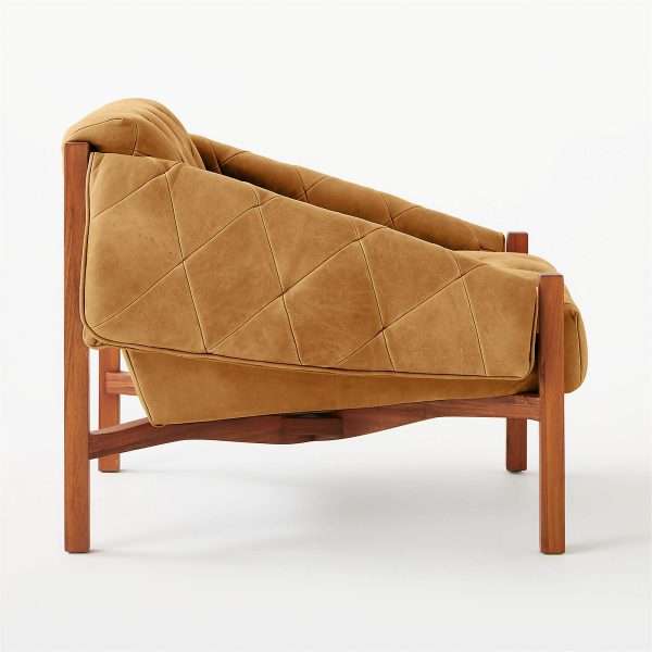 Project Matching Contract Furniture Abruzzo Brown Leather Tufted Chair - Image 3