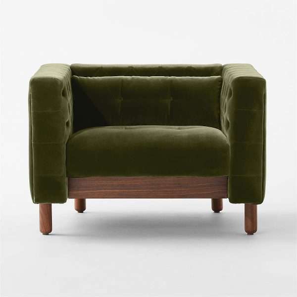 Project Matching Contract Furniture Marconi Tufted Green Velvet Accent Chair - Image 7
