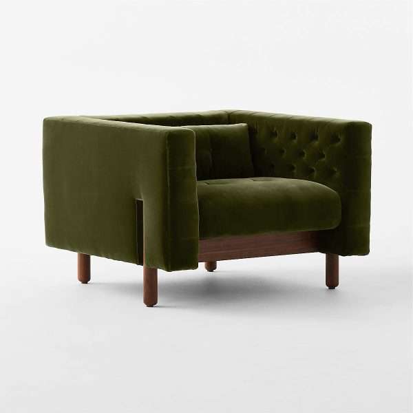 Project Matching Contract Furniture Marconi Tufted Green Velvet Accent Chair - Image 8