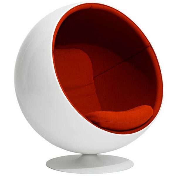 Project Matching Contract Furniture Modern Ballon Chair Black Shell and White Interior