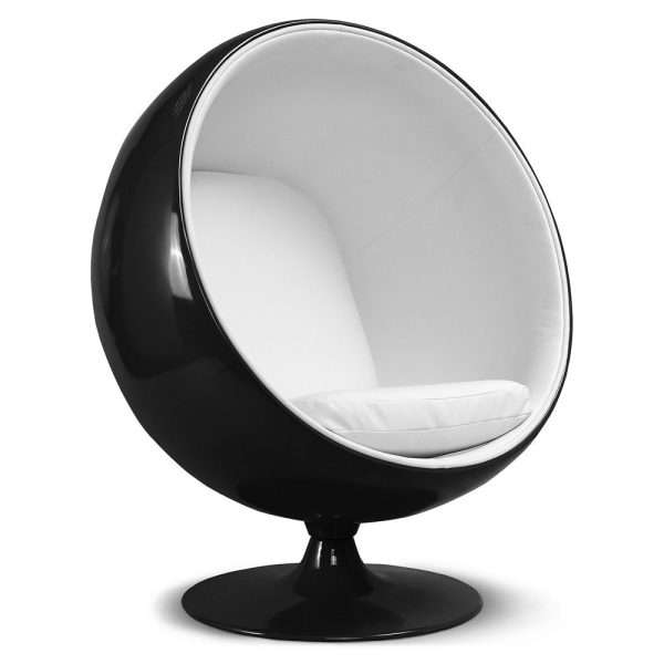 Project Matching Contract Furniture Modern Ballon Chair Black Shell and White Interior - Image 4
