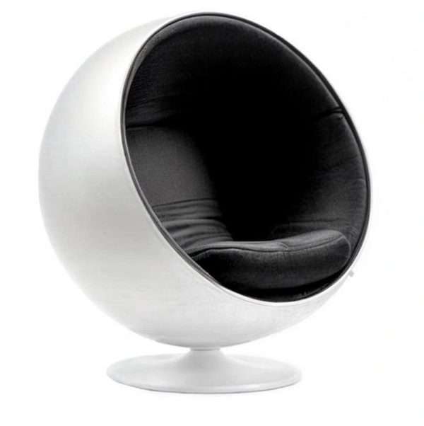 Project Matching Contract Furniture Modern Ballon Chair Black Shell and White Interior - Image 8