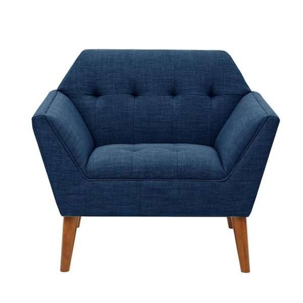 Newport Blue Tufted Lounge Arm Chair with Fire Retardant Certificate - Image 2