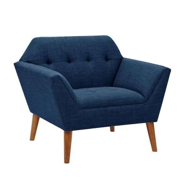 Newport Blue Tufted Lounge Arm Chair with Fire Retardant Certificate - Image 4