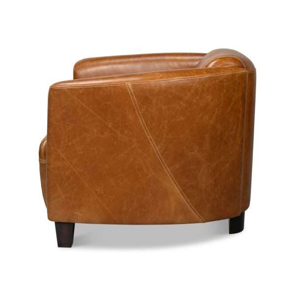 Vintage-Style Cuba Brown Leather Club Chair - Image 6