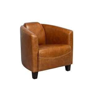 Vintage-Style Cuba Brown Leather Club Chair