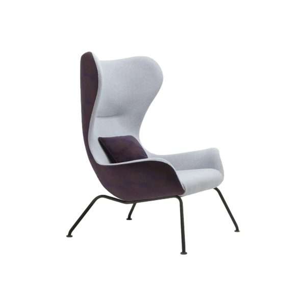 Curved Wood Bent Panel Back Fabric Upholstery Quilted Diamond Plaid Office Lounge Chair - Image 7