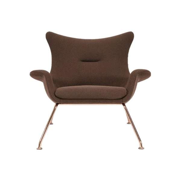 Curved Wood Bent Panel Back Fabric Upholstery Quilted Diamond Plaid Office Lounge Chair - Image 2