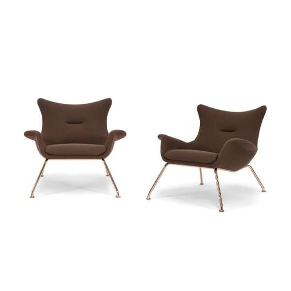 Curved Wood Bent Panel Back Fabric Upholstery Quilted Diamond Plaid Office Lounge Chair - Image 3