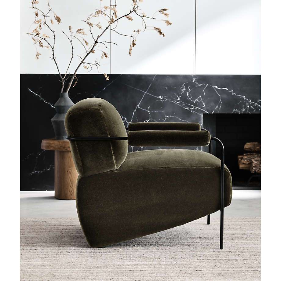 Modern Minimalist Commercial Spaces Faroe Islands Deep Green Velvet Metal Accent Chair