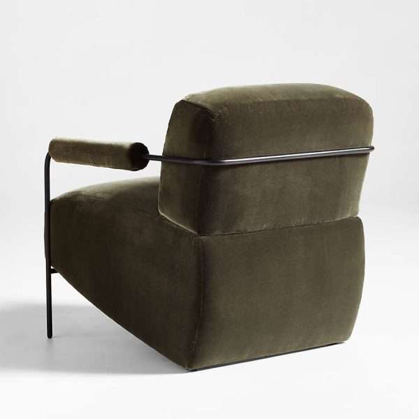 Modern Minimalist Commercial Spaces Faroe Islands Deep Green Velvet Metal Accent Chair - Image 3