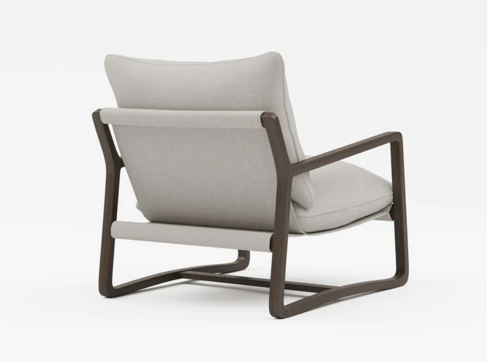 Solid Ash Wood Walnut Vintage Grain Varnish Lounge Chair - Image 2