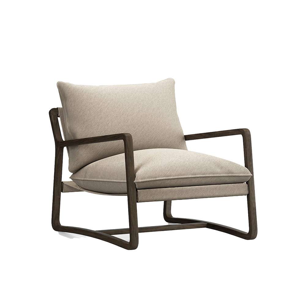 Solid Ash Wood Walnut Vintage Grain Varnish Lounge Chair