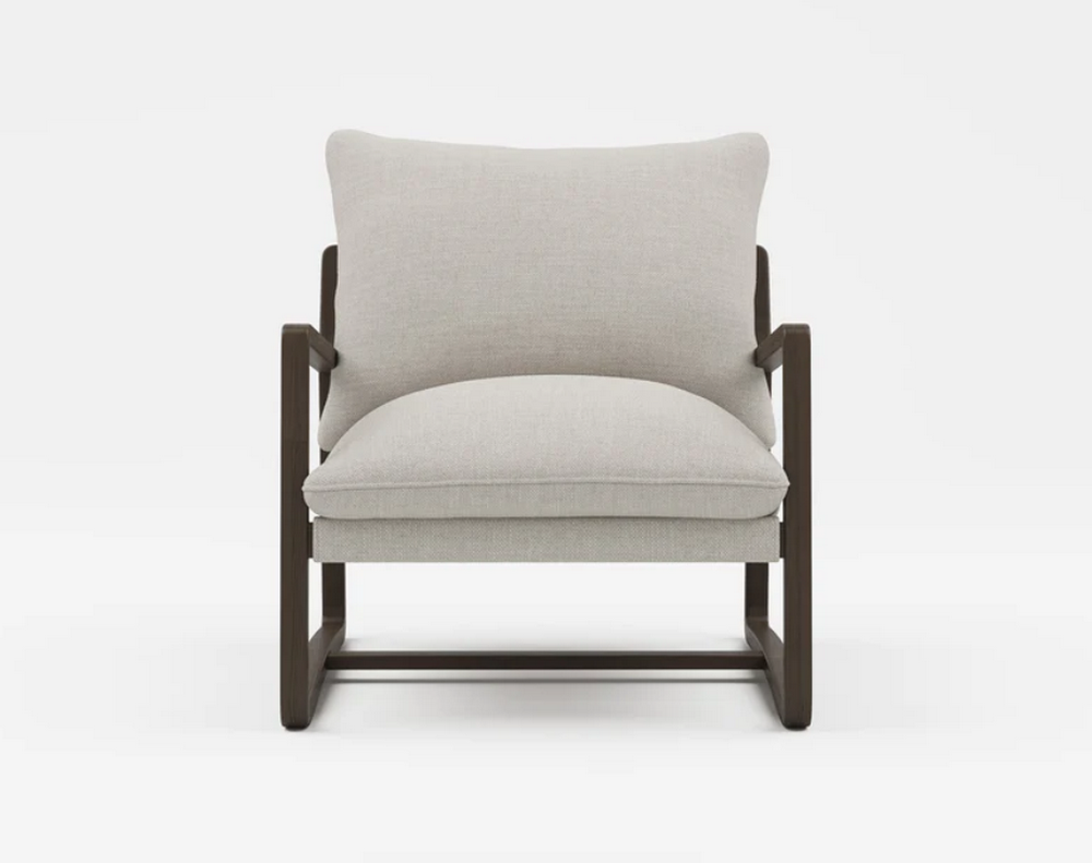 Solid Ash Wood Walnut Vintage Grain Varnish Lounge Chair - Image 3