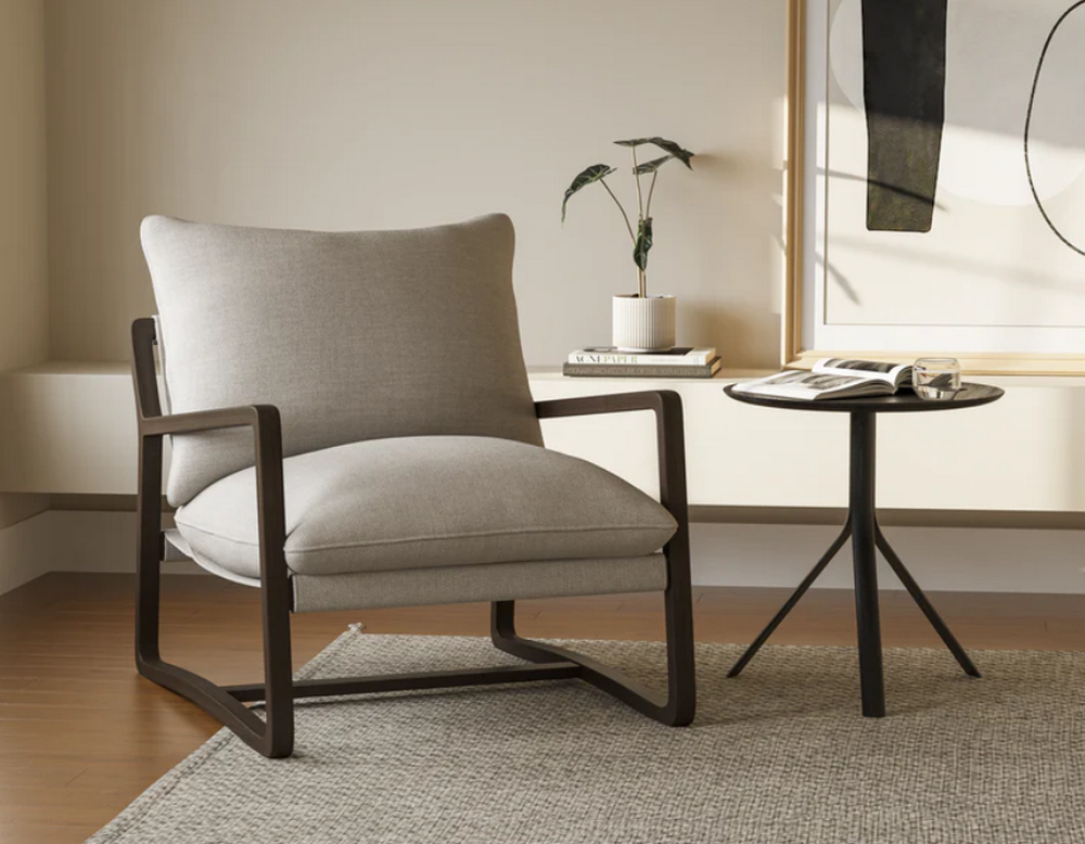 Solid Ash Wood Walnut Vintage Grain Varnish Lounge Chair - Image 6