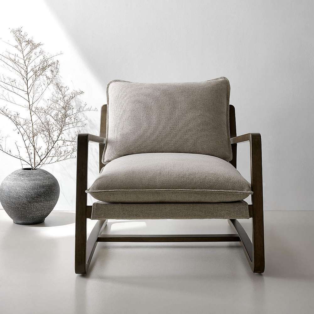 Solid Ash Wood Walnut Vintage Grain Varnish Lounge Chair - Image 7