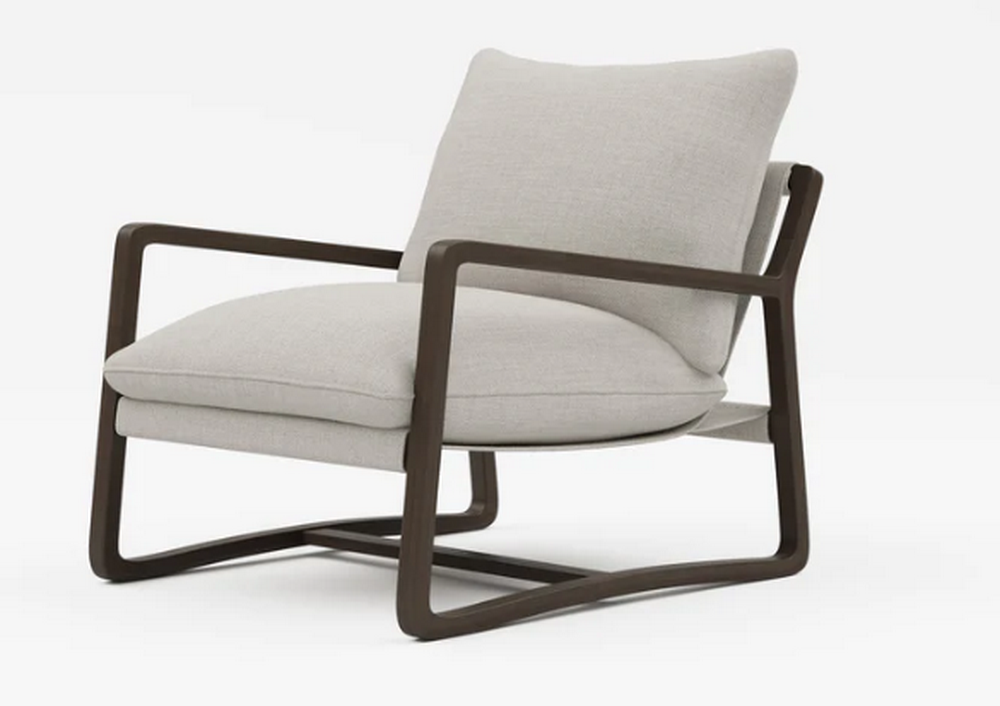 Solid Ash Wood Walnut Vintage Grain Varnish Lounge Chair - Image 5