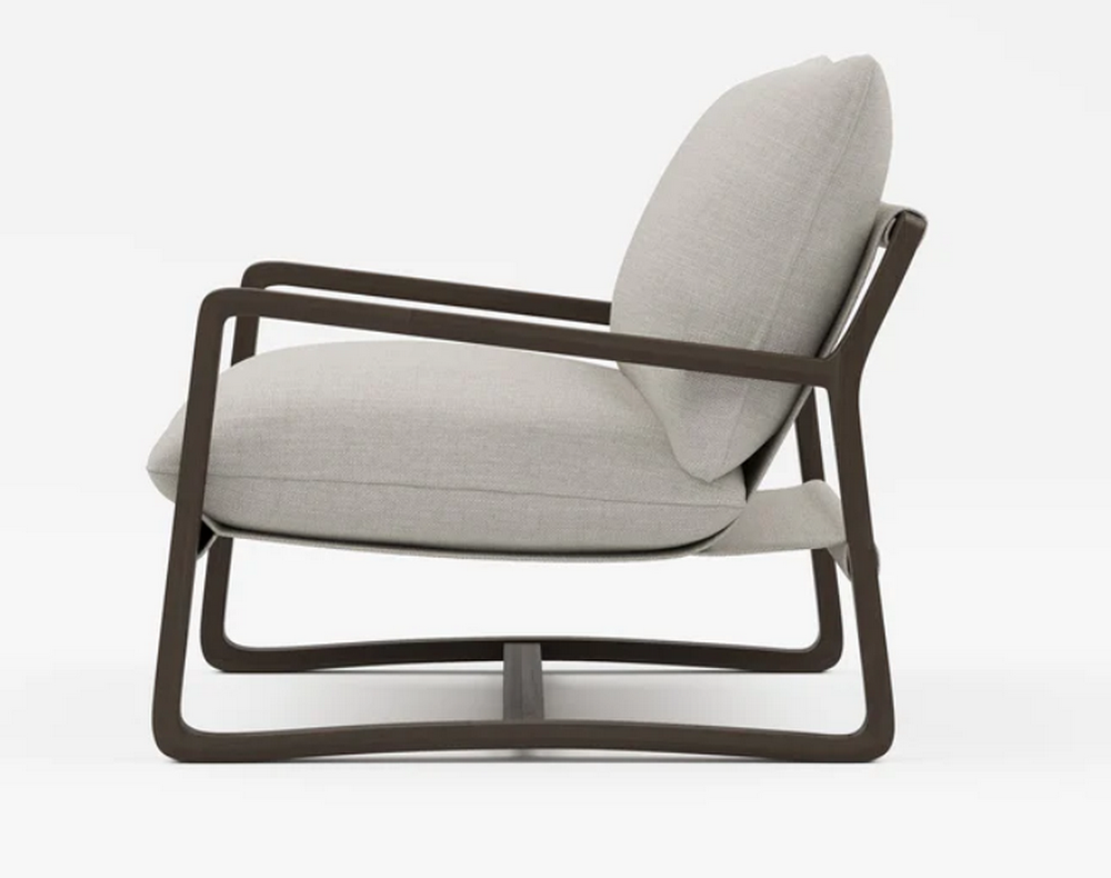 Solid Ash Wood Walnut Vintage Grain Varnish Lounge Chair - Image 4