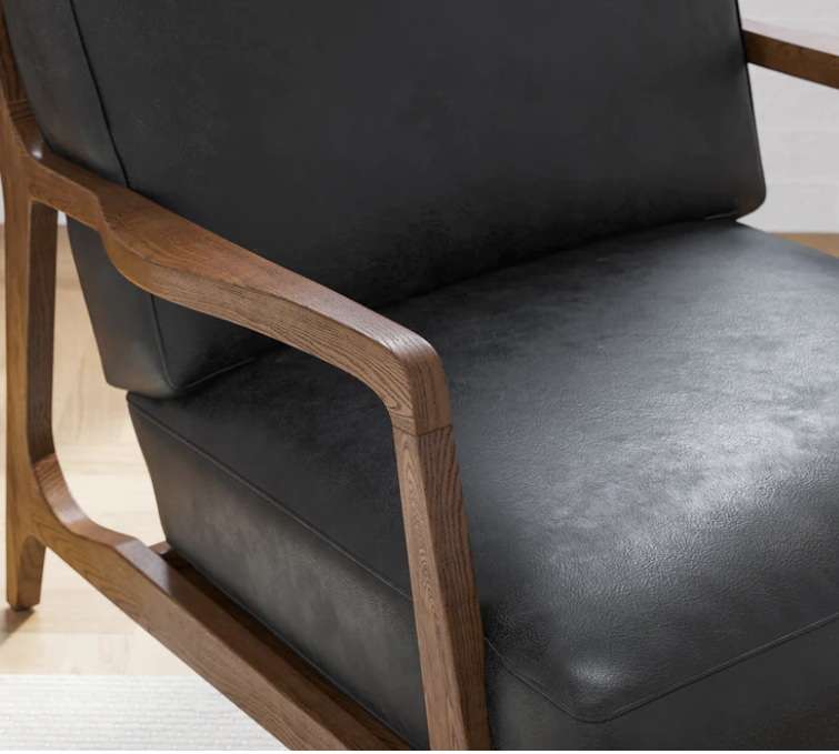 Nordic Style Wood Frame Armchair Patio Cushion Accent Chair Lounge Chair