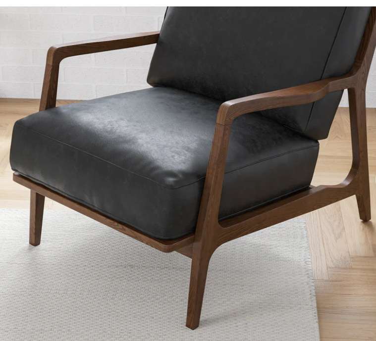 Nordic Style Wood Frame Armchair Patio Cushion Accent Chair Lounge Chair