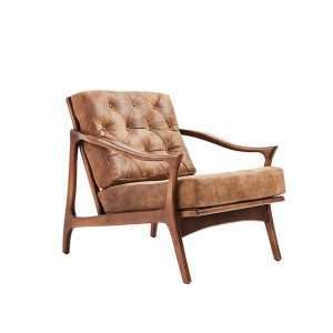 Factory Customized Leisure Solid Wood Frame Fabric Armchair