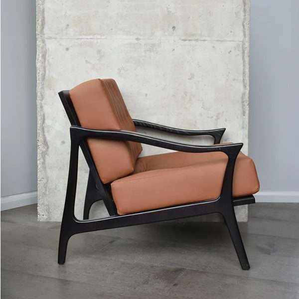 Factory Customized Leisure Solid Wood Frame Fabric Armchair - Image 4