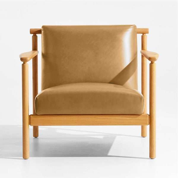 Mid-Century Furniture Ojai Leather Wood Frame Accent Chair - Image 2