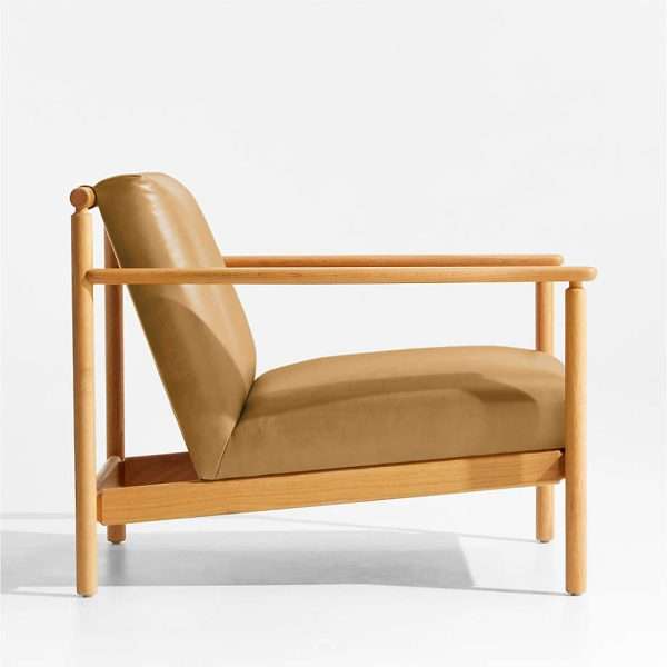 Mid-Century Furniture Ojai Leather Wood Frame Accent Chair - Image 3