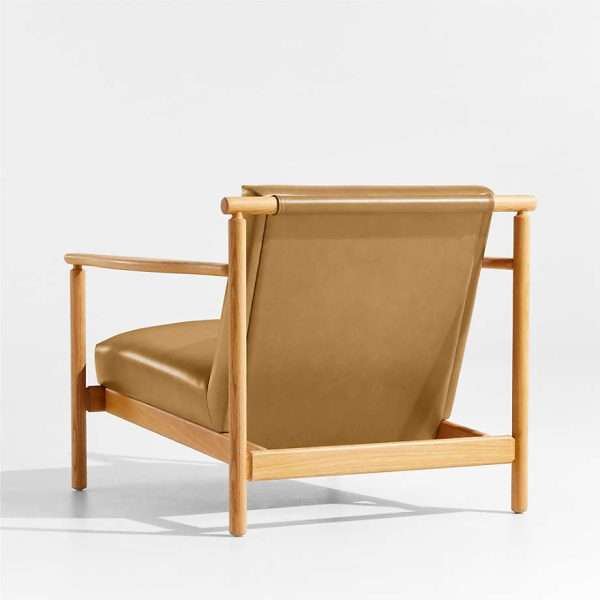 Mid-Century Furniture Ojai Leather Wood Frame Accent Chair - Image 4