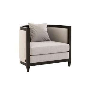 Mid-Century Modern Hotel Armchair Made with Oak and Suede