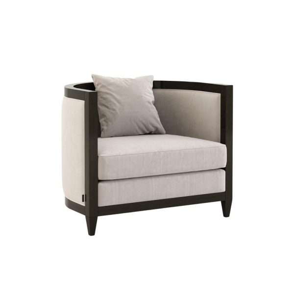 Mid-Century Modern Hotel Armchair Made with Oak and Suede